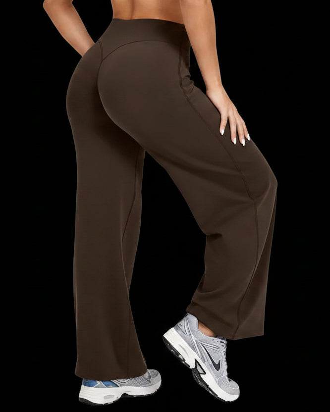 Women plus Size Yoga Wide-Leg Pants High Waist Stretchy Solid Color Leggings Running Pilates Sports Fashion Straight-Leg Pants