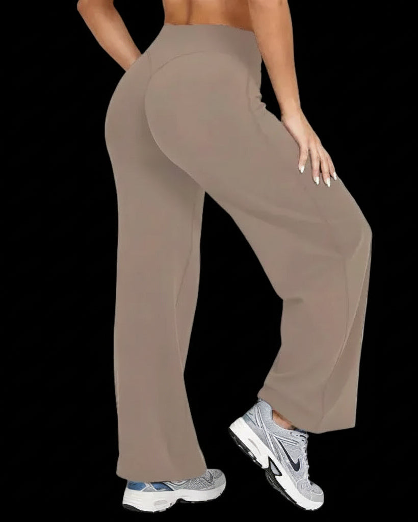 Women plus Size Yoga Wide-Leg Pants High Waist Stretchy Solid Color Leggings Running Pilates Sports Fashion Straight-Leg Pants