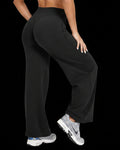 Women plus Size Yoga Wide-Leg Pants High Waist Stretchy Solid Color Leggings Running Pilates Sports Fashion Straight-Leg Pants