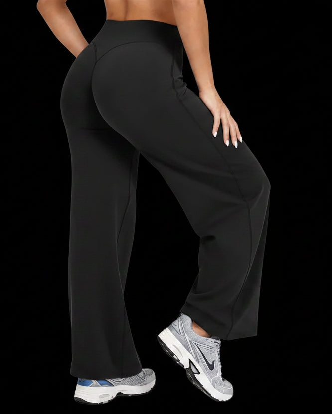 Women plus Size Yoga Wide-Leg Pants High Waist Stretchy Solid Color Leggings Running Pilates Sports Fashion Straight-Leg Pants